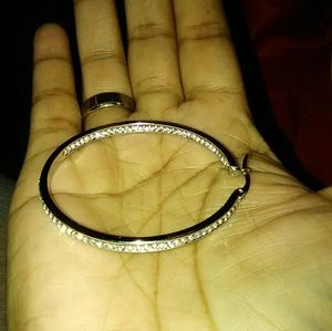 Stainless steel & Crystal hoop earrings